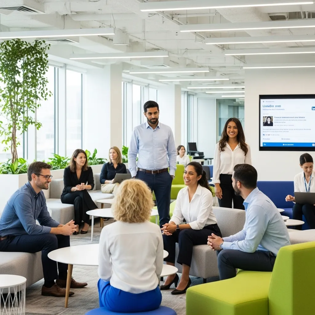 Team gathered in a modern environment, symbolizing innovation and connection.