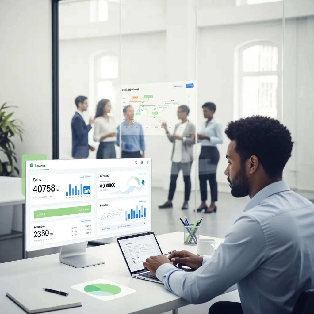 Executivo analisando dados de performance e geração de leads no LinkedIn